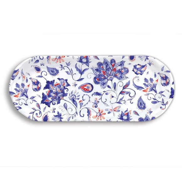 Michel Design Works Melamine Tray Serving Platter Paisley Indigo - Picture 1 of 1